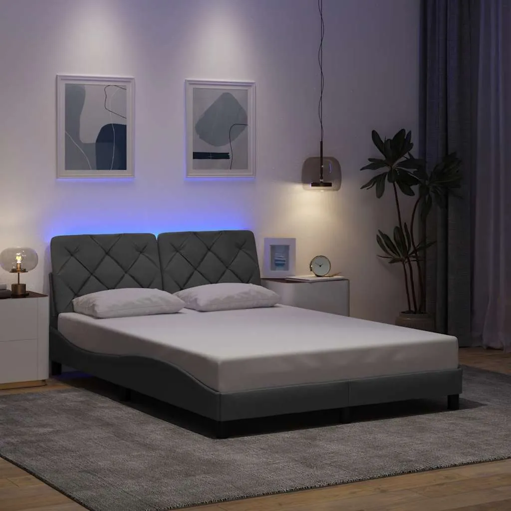 vidaxl okvir kreveta s led-om bez madraca 140 x 190 cm od tkanine - slika 1