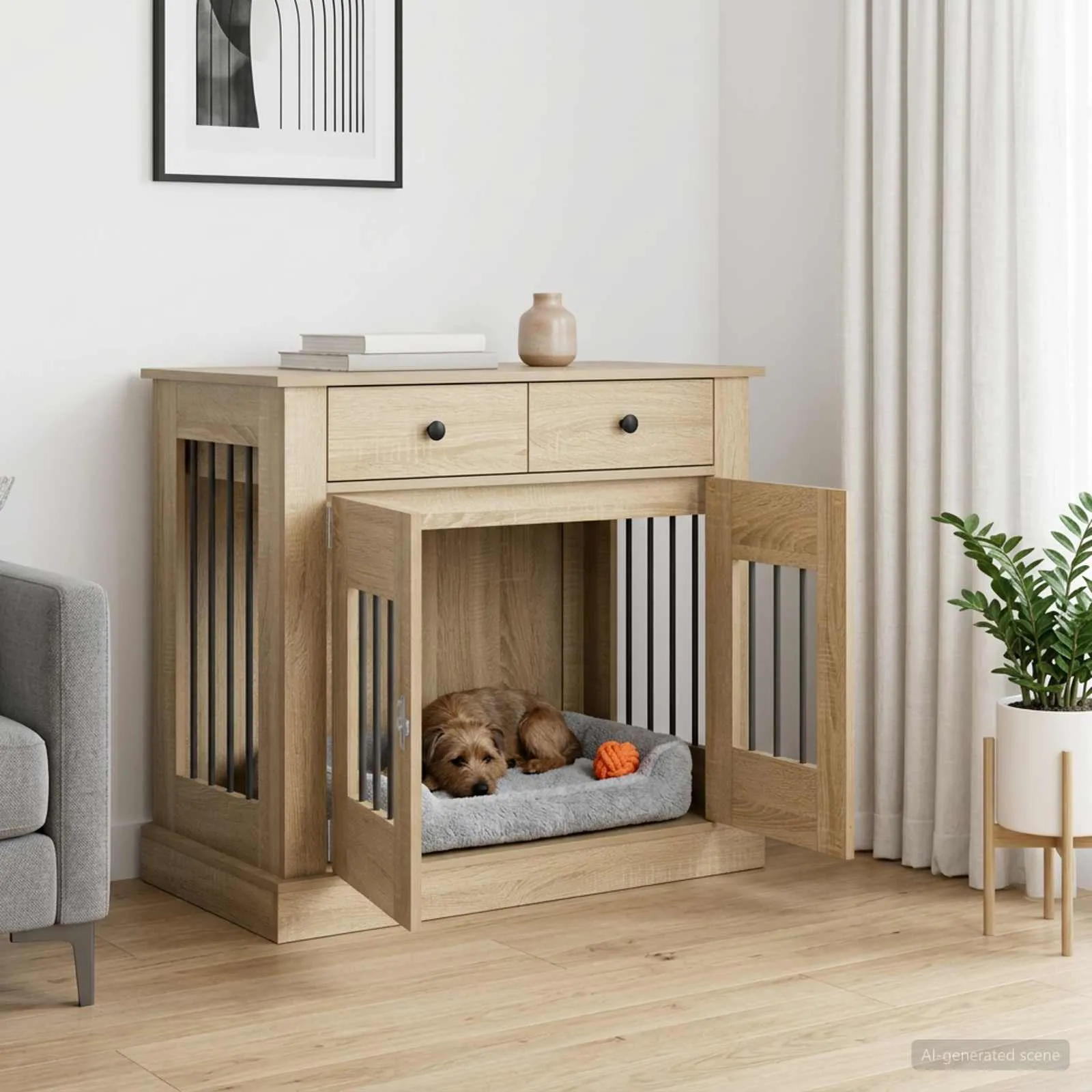 vidaxl namještaj za kućni kavez hrast sonoma 90 x 47,5 x 80 cm - slika 1