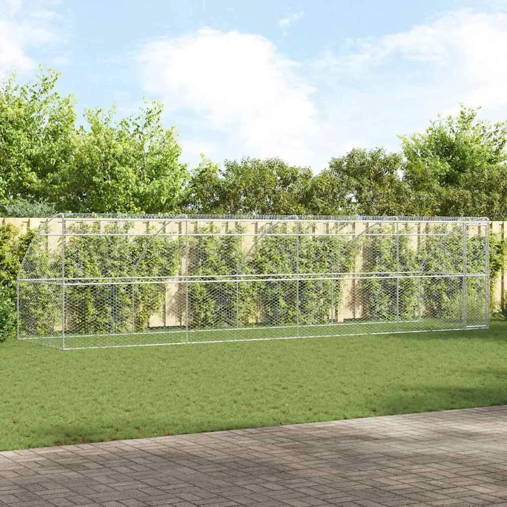 vidaXL Kućica za pse 4 kom. Srebrna 8 x 2 x 2 m Pocinčani čelik - Venlo