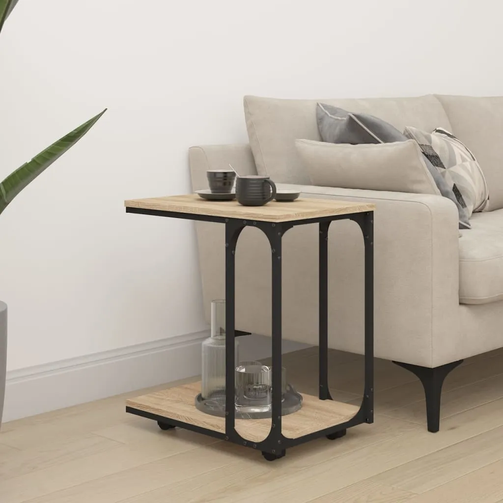 vidaXL Bočni stolić s kotačima boja hrasta sonome 50x35x55,5 cm drveni - Venlo