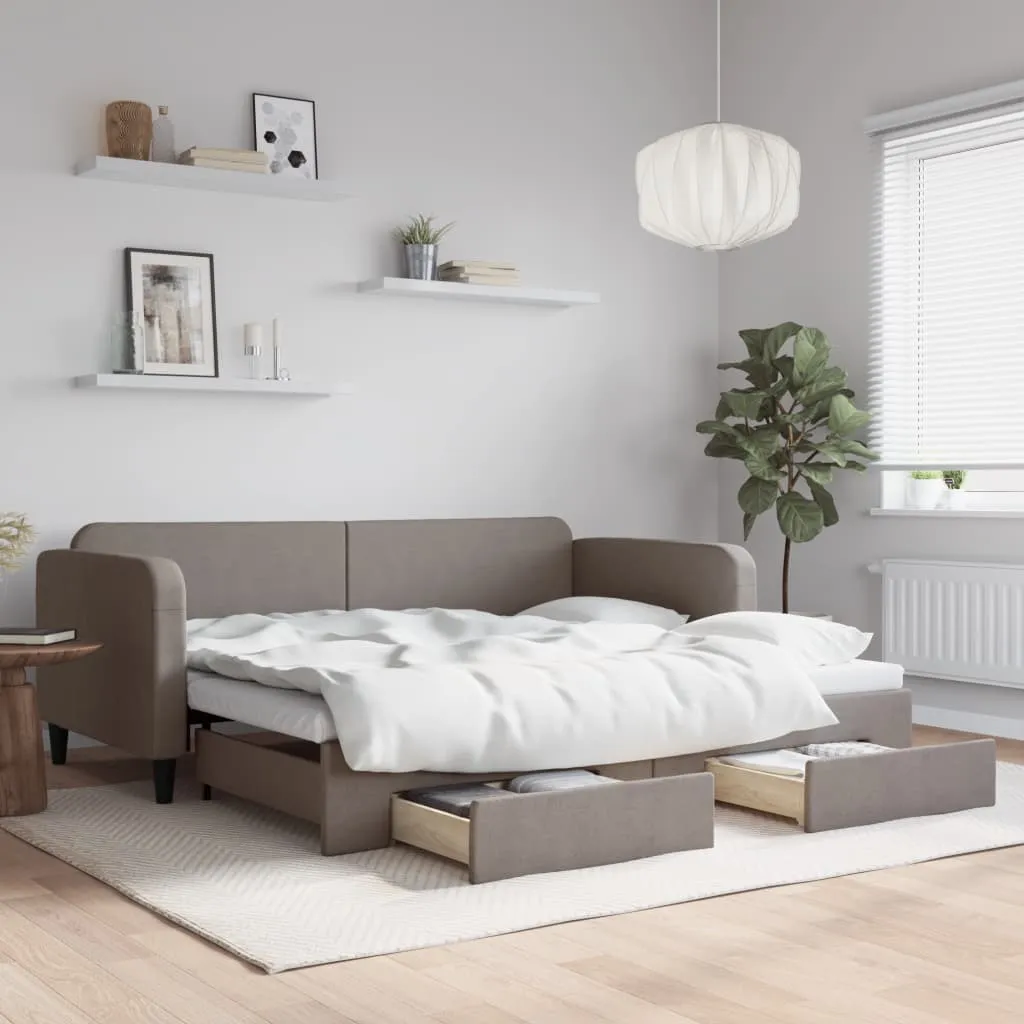 vidaXL Dnevni krevet na razvlačenje smeđesivi 90 x 200 cm od tkanine - Venlo