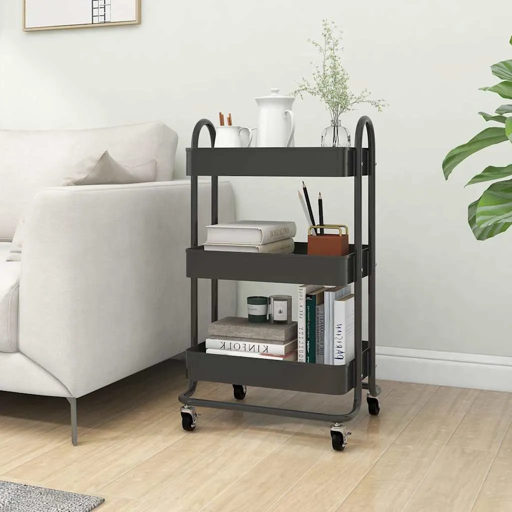 vidaXL Kolica s 3 razine antracit 43 x 34 x 79 cm čelična - Venlo