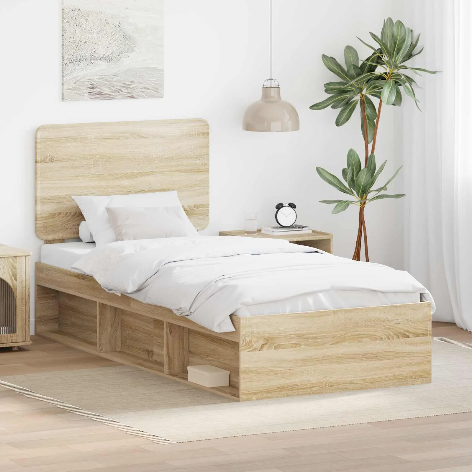 vidaXL Krevetna konstrukcija s uzglavljem Sonoma hrast 75 x 190 cm - Venlo