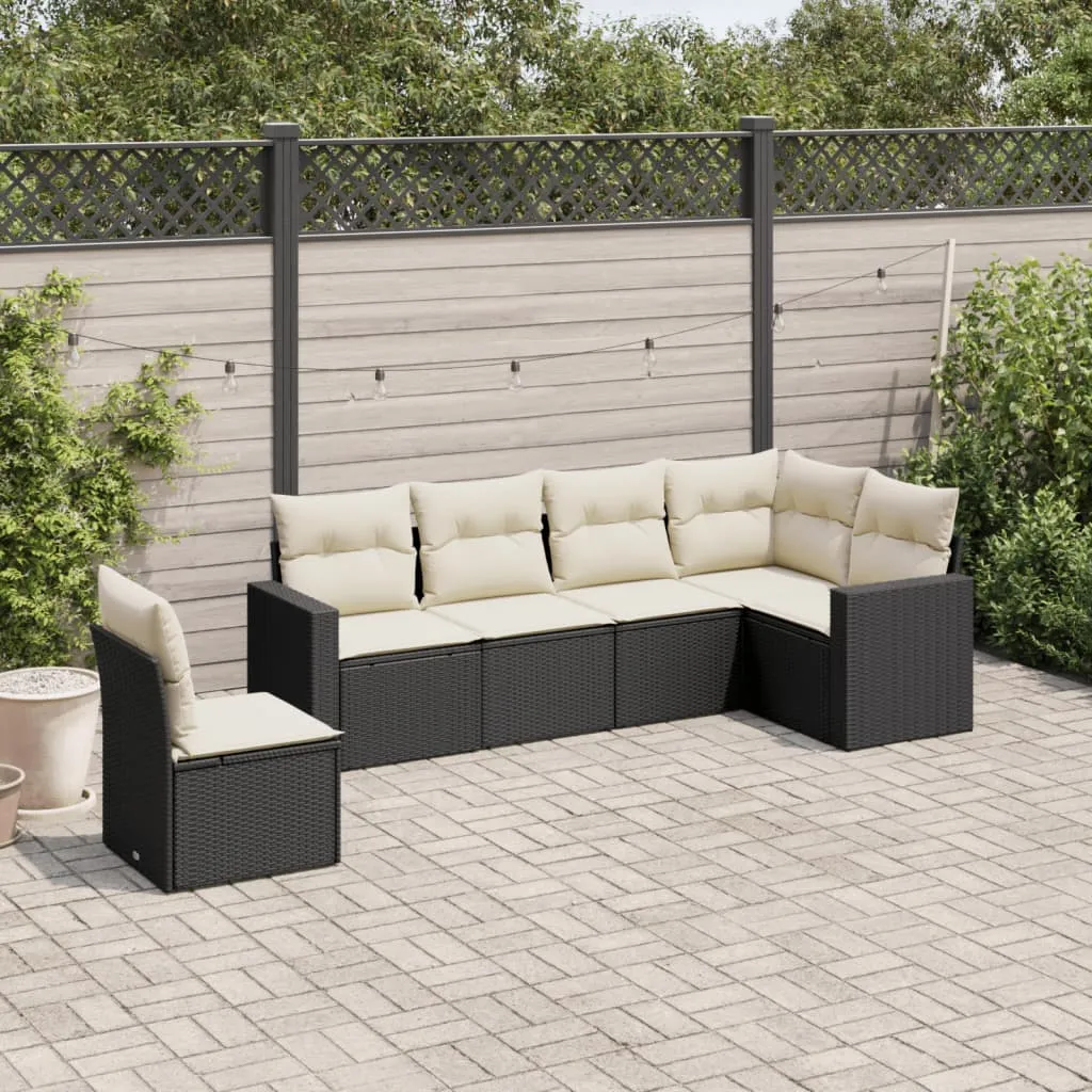 vidaXL 6-dijelni set vrtnih sofa s jastucima crni od poliratana - Venlo