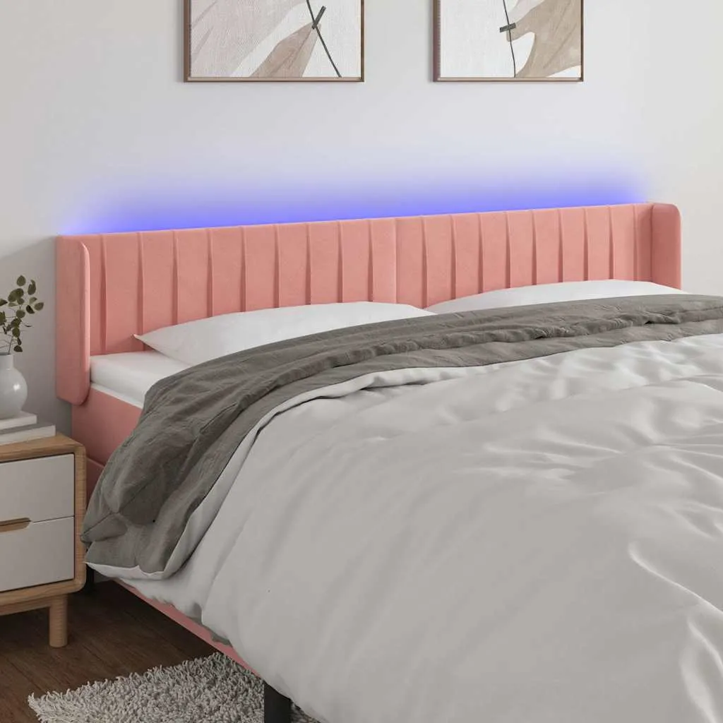 vidaXL LED uzglavlje ružičasto 183x16x78/88 cm baršunasto - Venlo