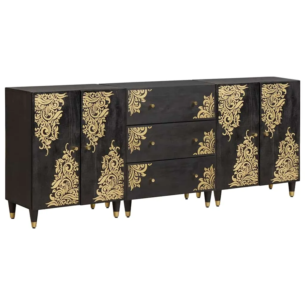 vidaXL Set ormarića za kupaonicu 3 kom. 180 x 33 x 75 cm Crna - Venlo