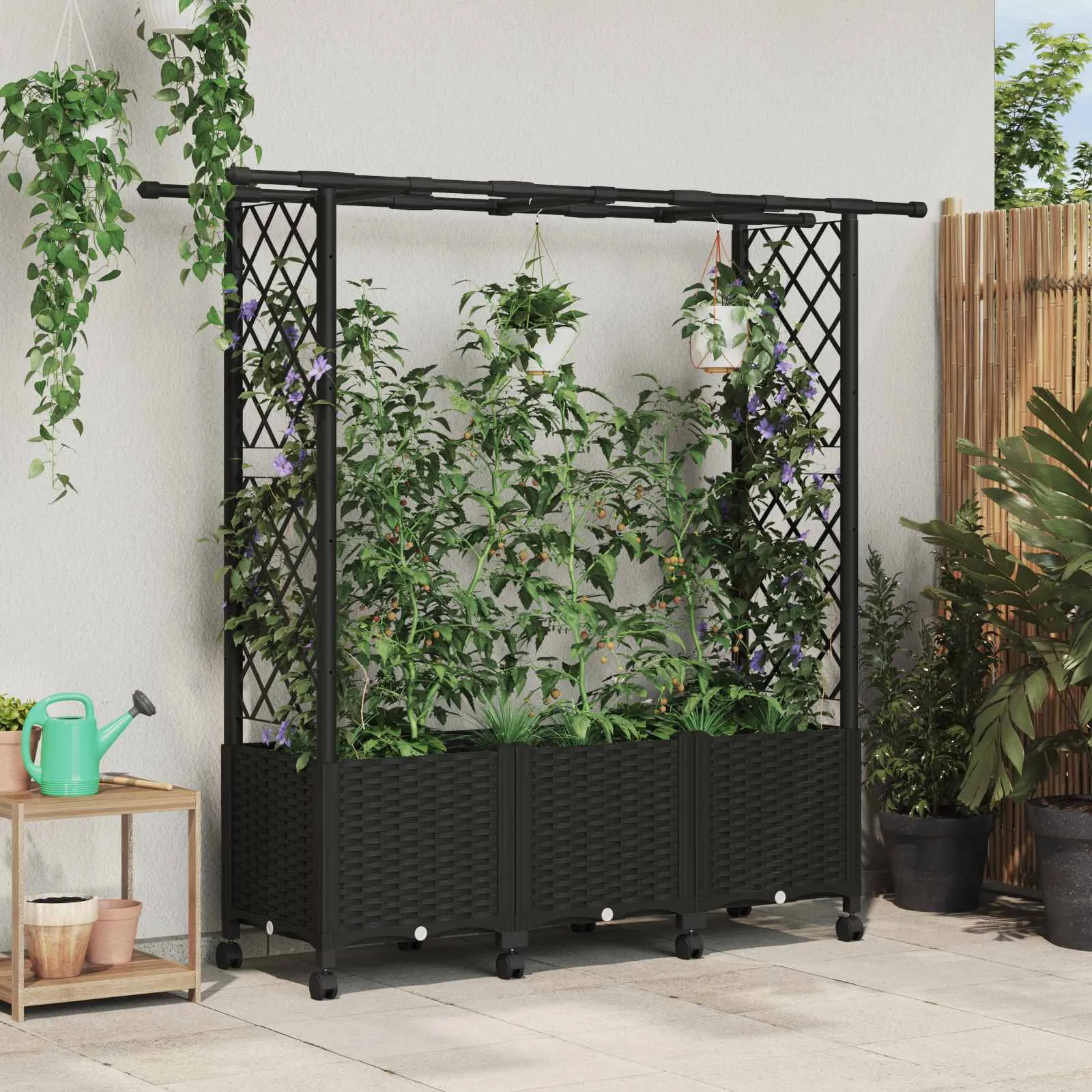 vidaXL Povišeni krevet s mrežom i krovom Crna 162,5 x 40 x 142 cm PP - Venlo