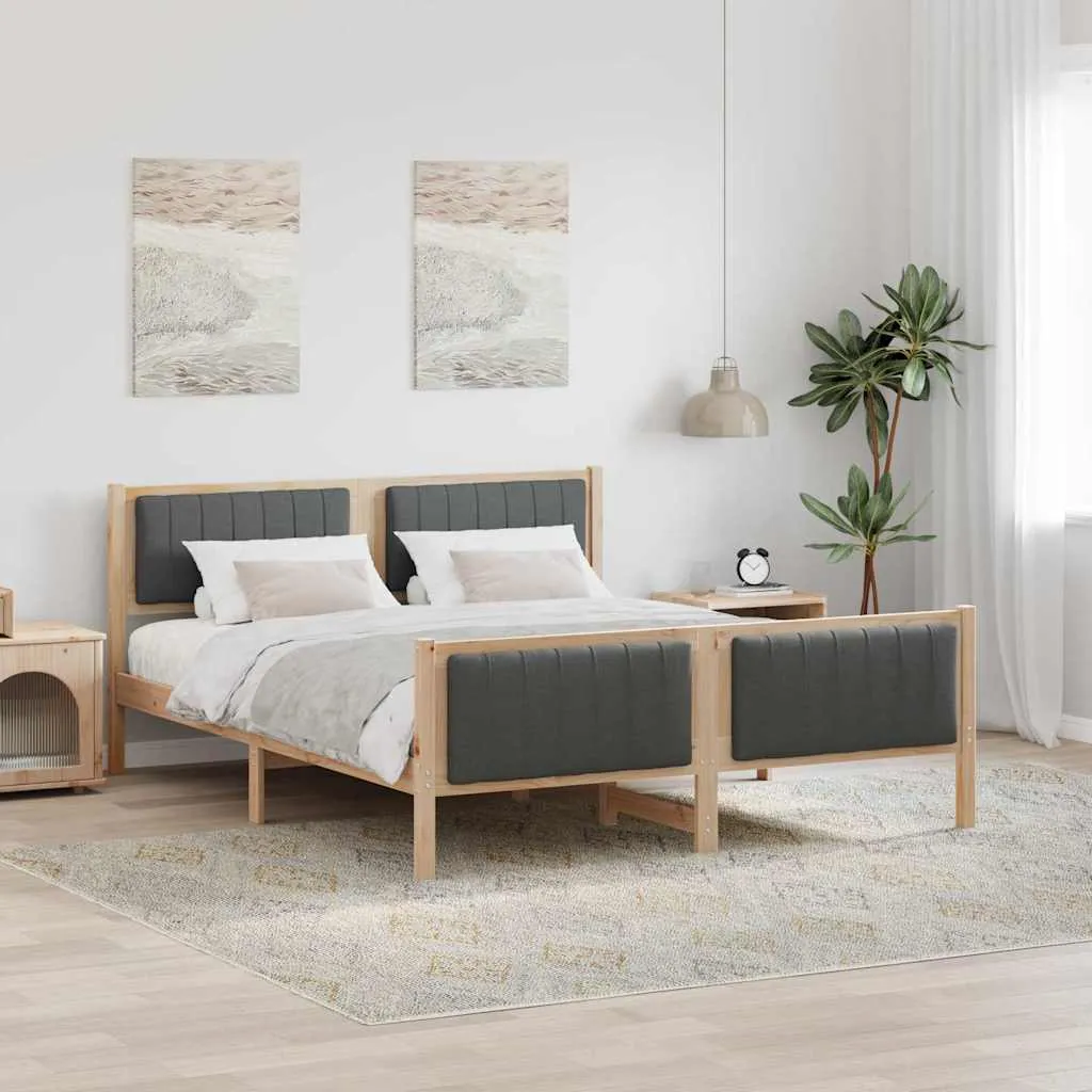 vidaXL Okvir kreveta smeđe i tamnosivo 160 x 200 cm Masivna borovina - Venlo