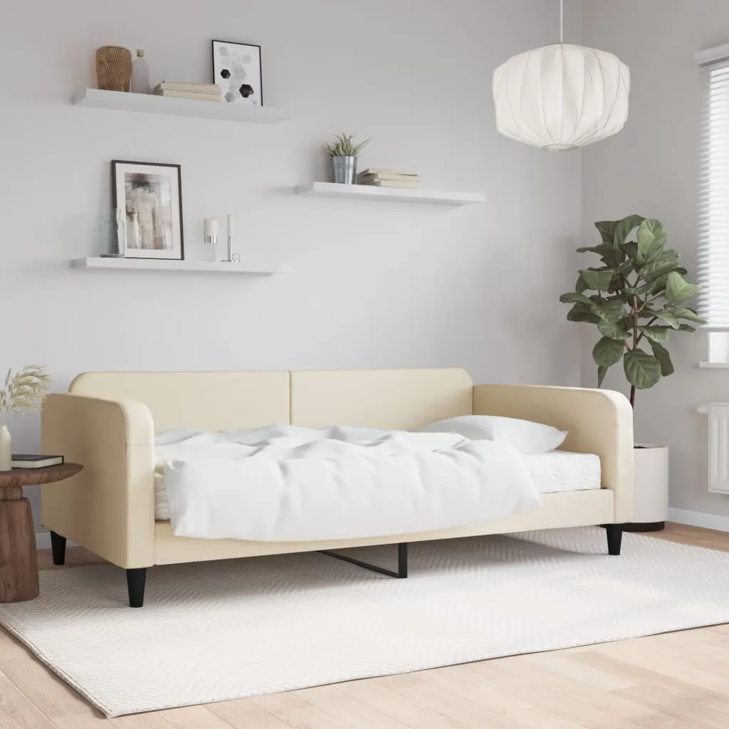 vidaXL Dnevni krevet s madracem krem 80 x 200 cm od tkanine - Venlo