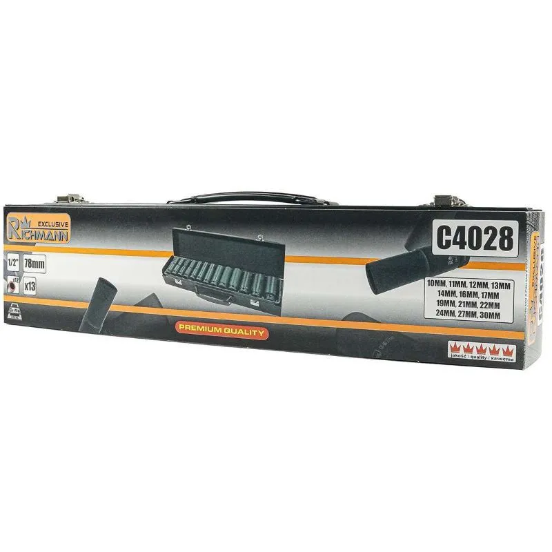 set dugih udarnih nasadnih ključeva 1/2", 10 - 30 mm - slika 2