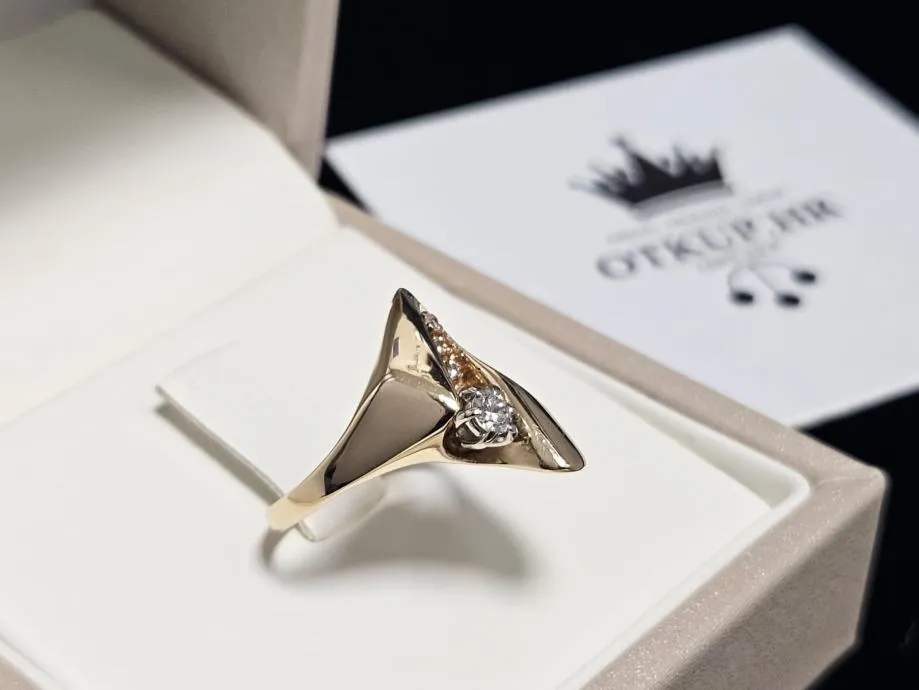 zlatni prsten s dijamantima 0.16ct 14k / r1, rate ! - slika 4