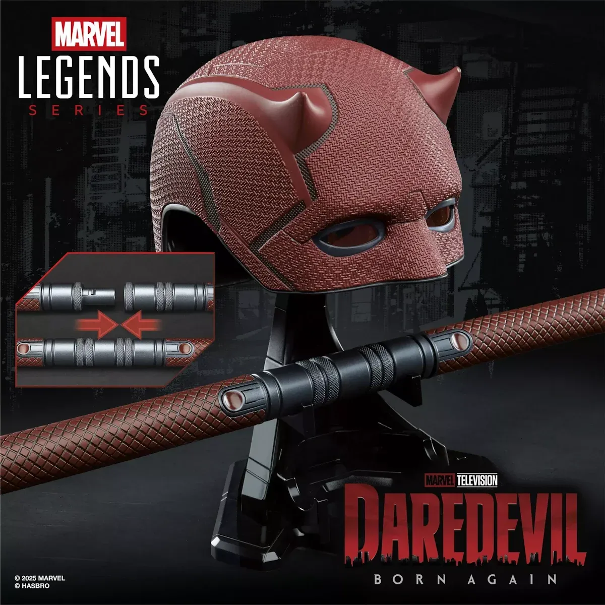 marvel legends series: daredevil mask + billy club replica - slika 2
