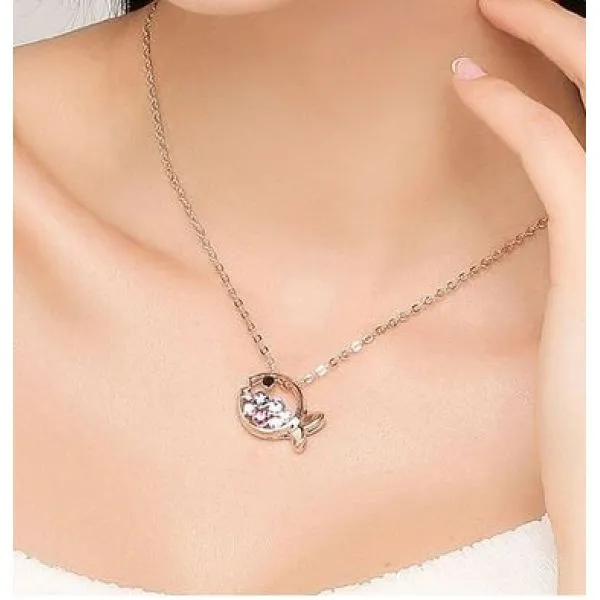 kristalna ogrlica small fish austrian rhinestone - slika 2
