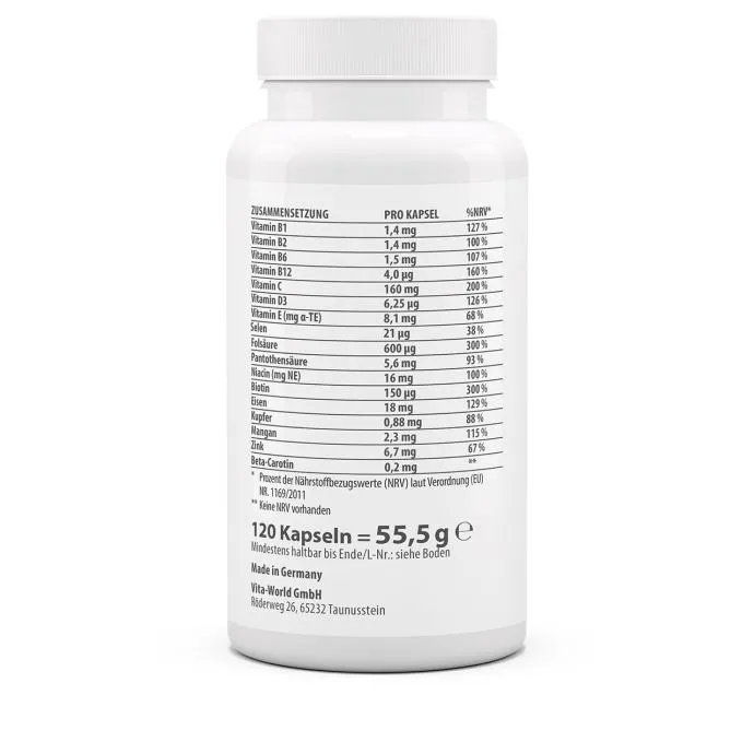 multivitamin multiplex natal kapsule bez joda, vita world, 120 tableta - slika 2