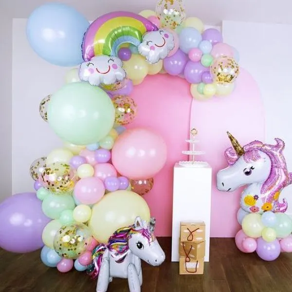 luk od balona - rainbow unicorn (129 balona u setu) - slika 4