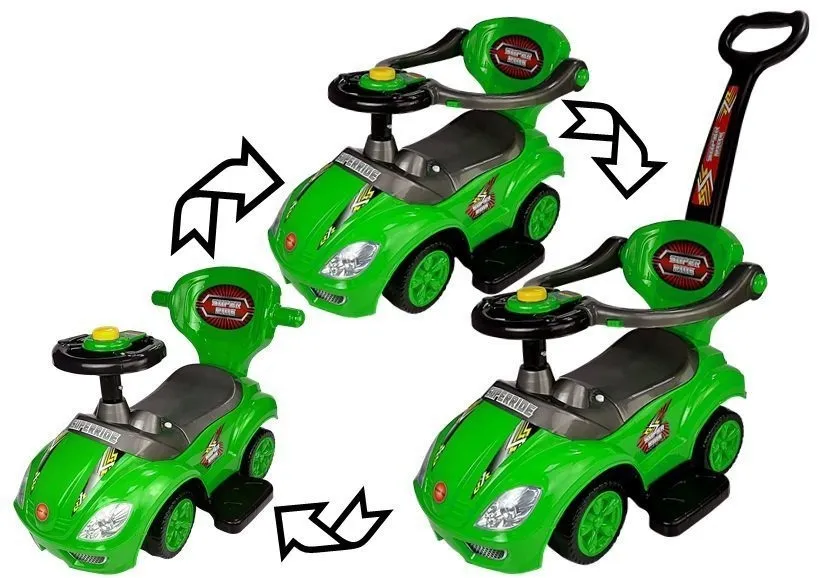 dječja guralica mega car 3in1 - zelena - slika 2
