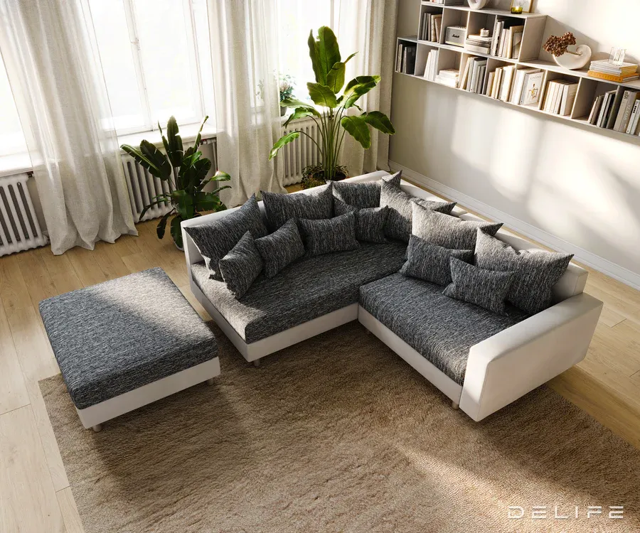 kutna garnitura clovis 215x185cm, materijal: strukturirana tkanina - slika 4