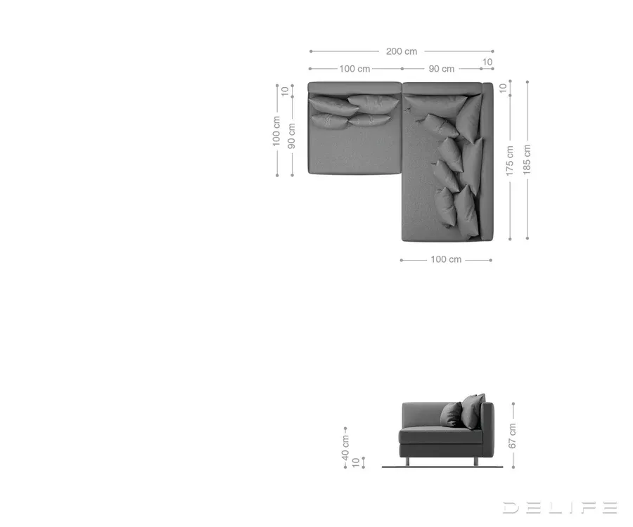 kutna garnitura clovis 200x185cm, materijal: strukturirana tkanina - slika 3