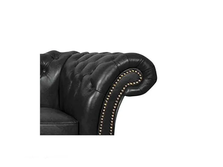 chesterfield dvosjed winfield basic leather | 2-sjedišta | shiny black - slika 2