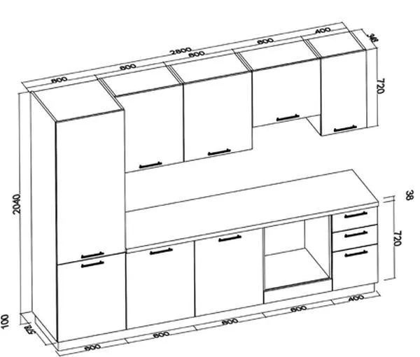blok kuhinje silovely 280 cm - slika 2