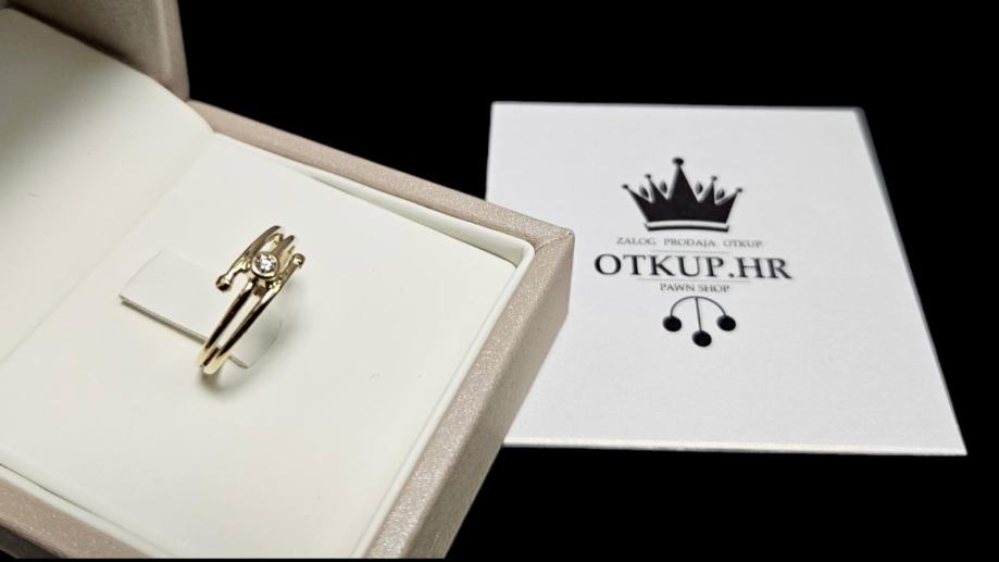 zlatni prsten 14k 2,45g s brilijantom 0,03ct/ r1, rate - slika 4