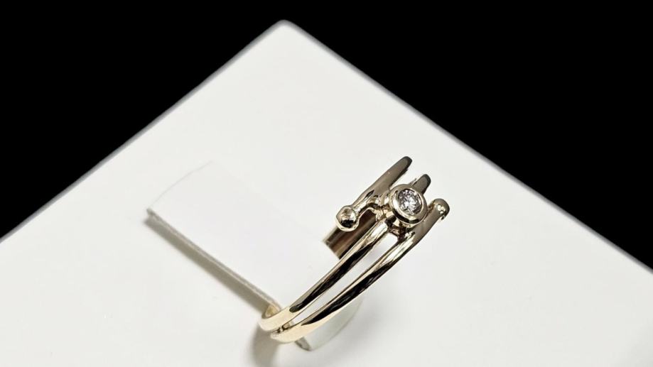 zlatni prsten 14k 2,45g s brilijantom 0,03ct/ r1, rate - slika 2