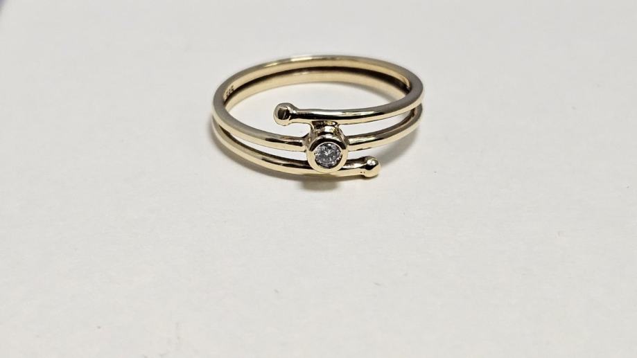 zlatni prsten 14k 2,45g s brilijantom 0,03ct/ r1, rate - slika 3