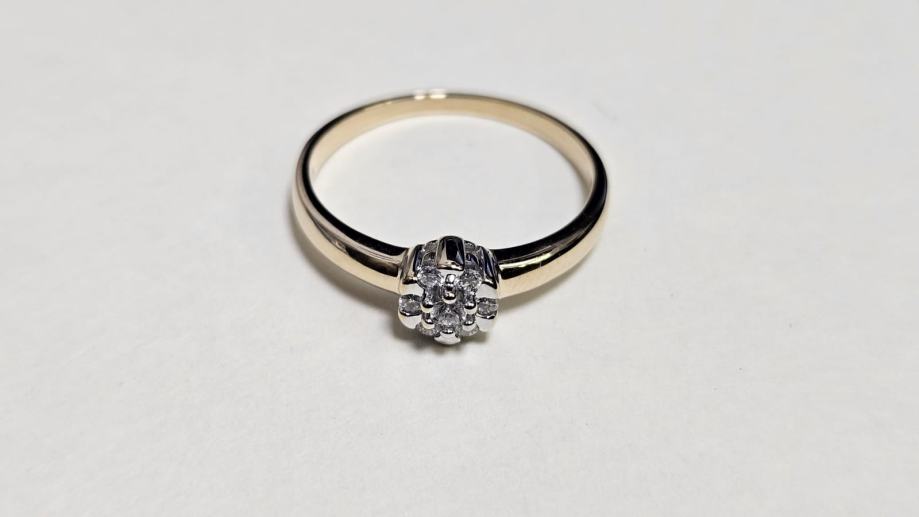 zlatni prsten 14k 2,58g s dijamantima 0,105ct/ r1, rate - slika 2