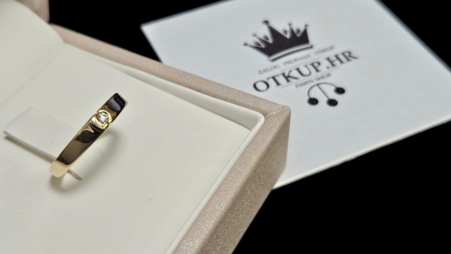zlatni prsten 14k 3,04g s brilijantom 0,03ct/ r1, rate - slika 4