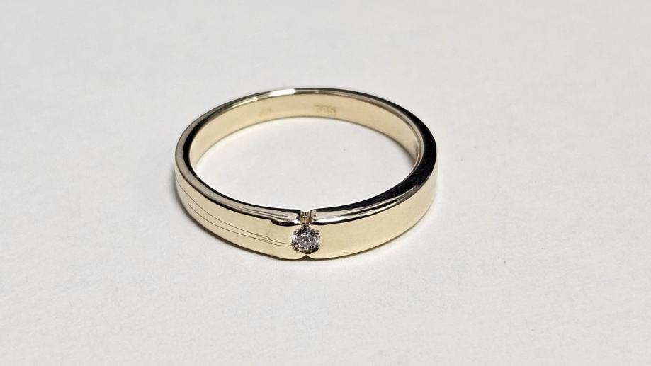zlatni prsten 14k 3,04g s brilijantom 0,03ct/ r1, rate - slika 3