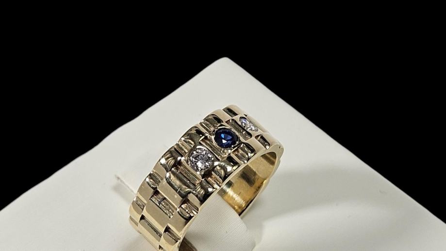 zlatni prsten 14k 8,87g s dijamantima 0,14ct/ r1, rate - slika 4