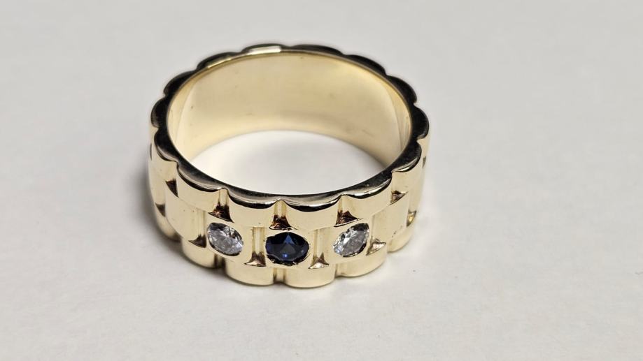 zlatni prsten 14k 8,87g s dijamantima 0,14ct/ r1, rate - slika 3