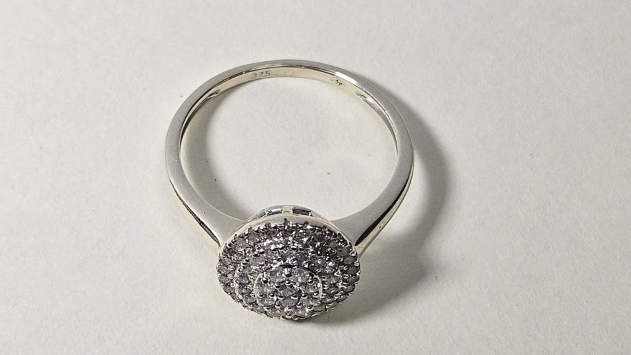 zlatni prsten 9k 2,19g s dijamantima 0,25ct/ r1, rate - slika 4