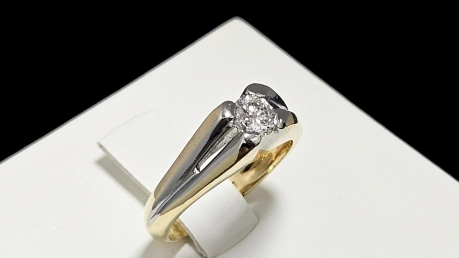zlatni prsten 18k 7,39g s brilijantom 0,40ct/ r1, rate - slika 4