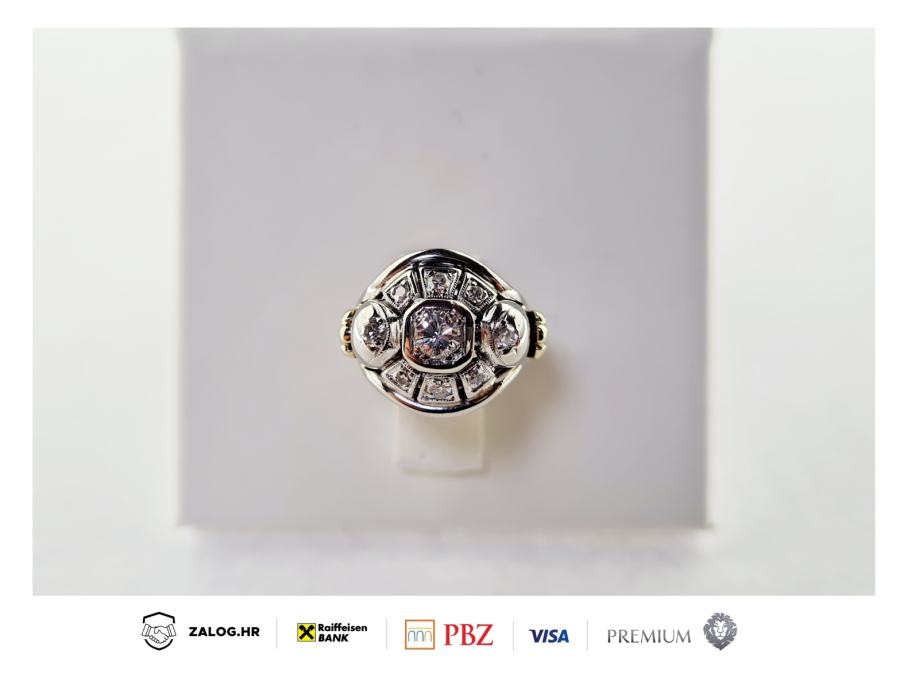 zlatni prsten sa dijamantima 14k 6,59g 0,45ct **do 24 rate** r1! - slika 3
