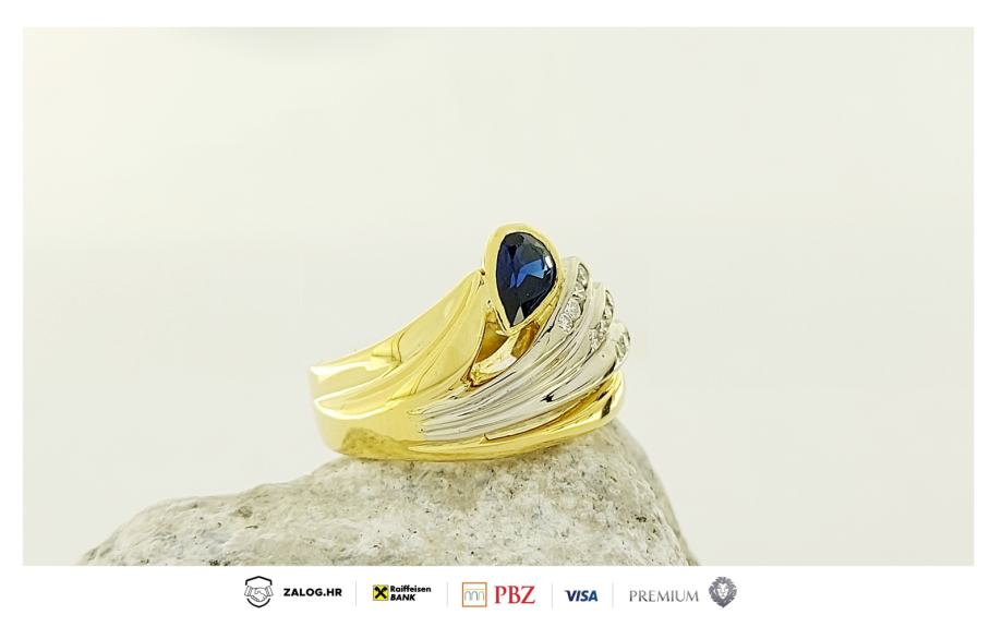zlatni prsten sa dijamantima 18k 0,11ct 7.64g ***do 24 rate*** r1! - slika 2