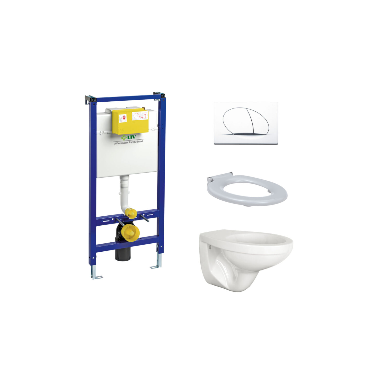 liv podžbukni set 4 u 1, vodokotlić sa tipkom+školjka+daska - slika 1