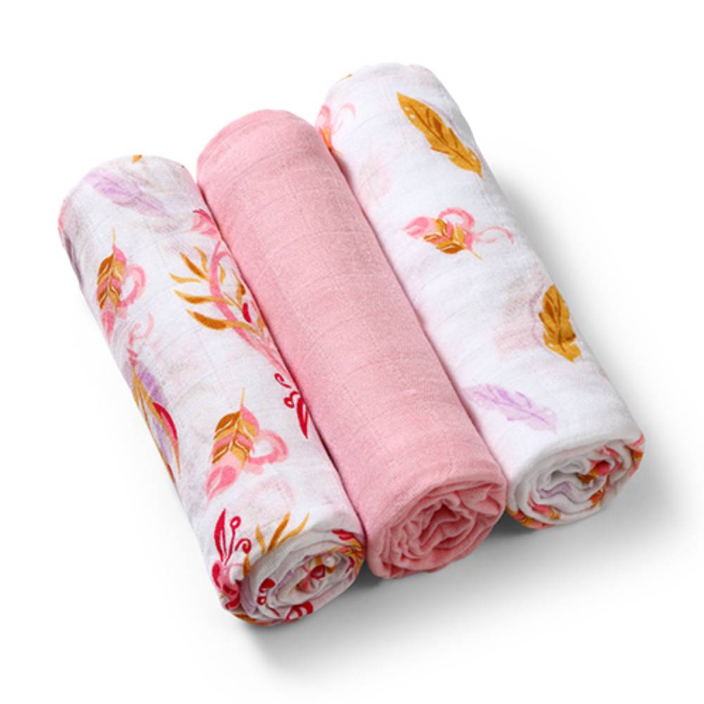 babyono bambus tetra pelene boho lišće, roza - slika 1