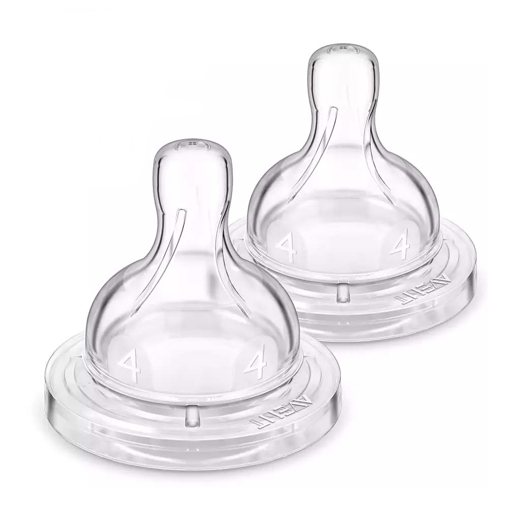 avent sisač classic silikonski 4 rupe brzi protok 2 kom - slika 1