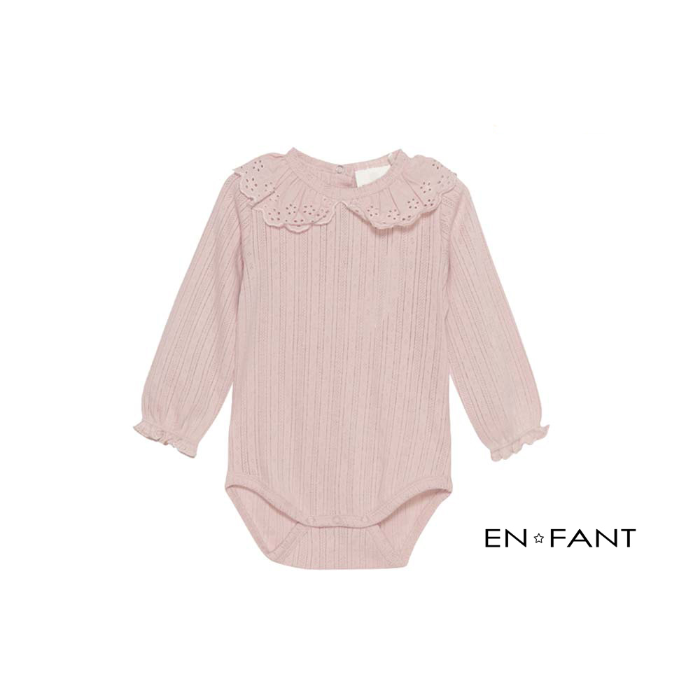 en fant - bodi s dugim rukavima, misty rose, vel. 56 - slika 1
