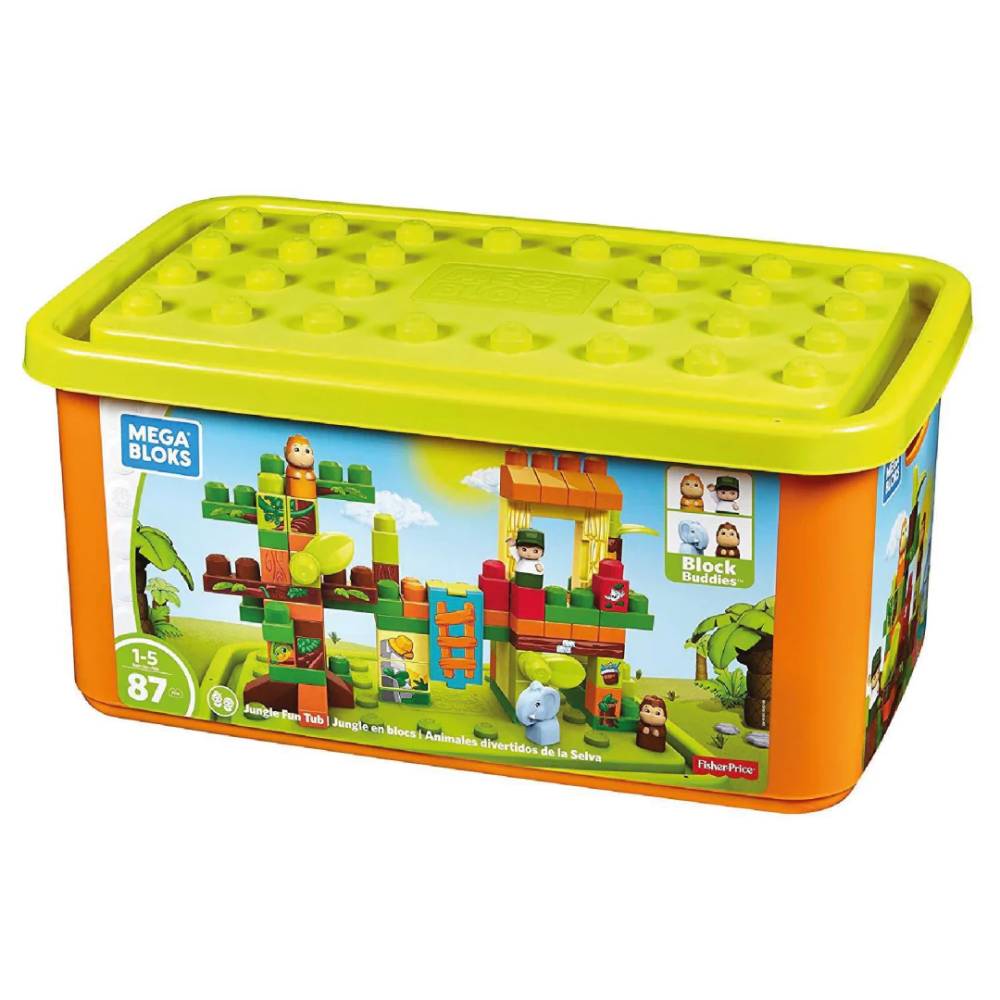 fisher price kocke mega bloks džungla 87 dijela u plastičnoj kutiji 59 x 28 cm - slika 1