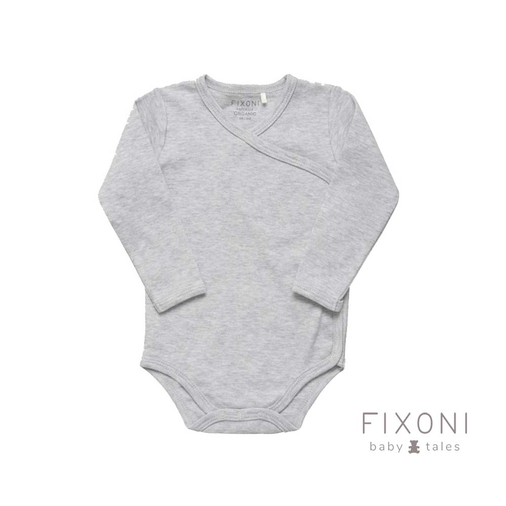 fixoni - bodi dugi rukav, grey melange vel. 56 - slika 1
