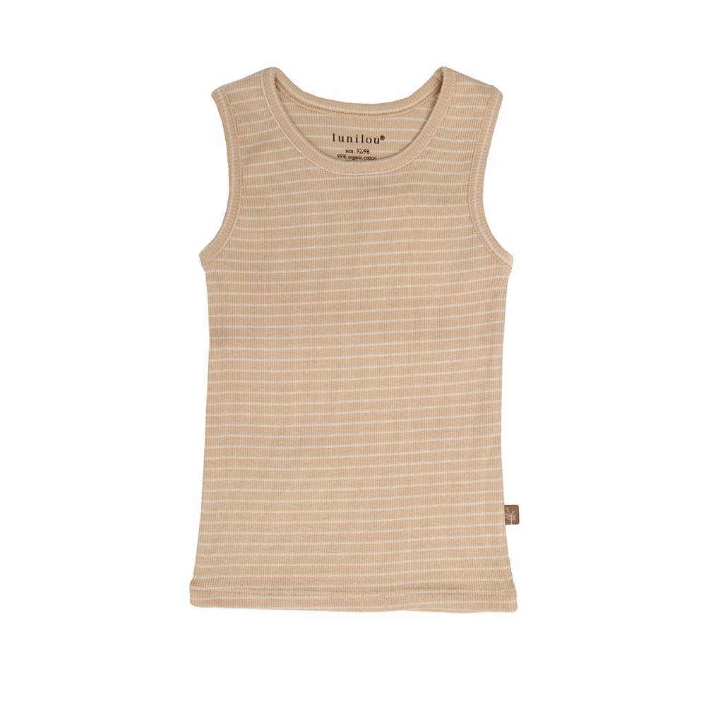 lunilou - majica bez rukava s prugama, brazilian sand/ off white, vel. 104/110 - slika 1