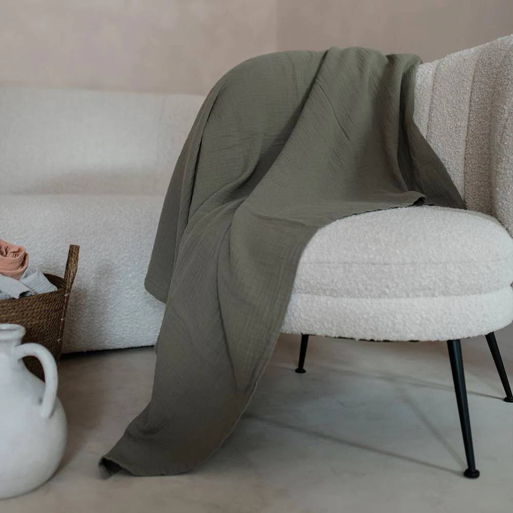 lunilou - muslin lagana dekica, covert green - slika 1