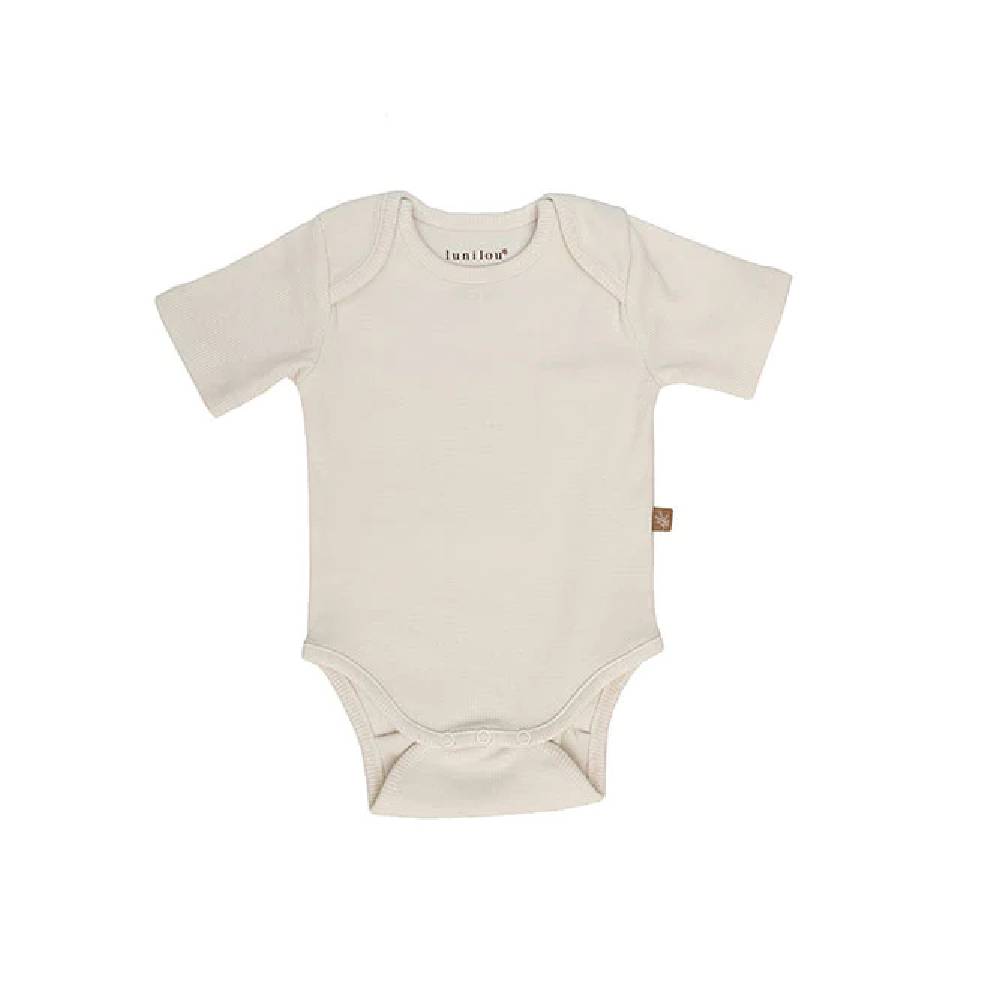 lunilou - rebrasti bodi kratki rukav, off white, vel. 80/86 - slika 1