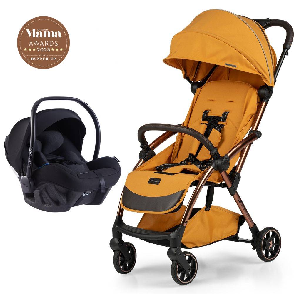 leclercbaby influencer air sportska kolica, golden mustard + autosjedalica b - slika 1