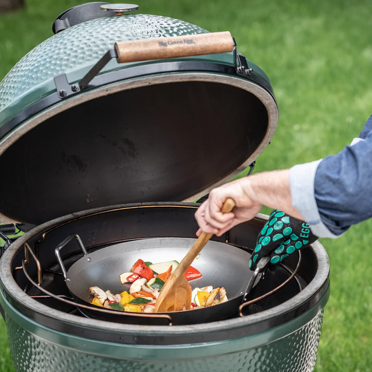 big green egg grill-wok od čelika - slika 3