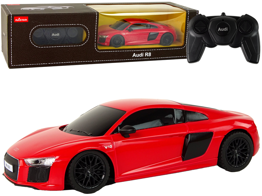 licencirani auto na daljinsko upravljanje audi r8 1:24 rastar - crveni - slika 1