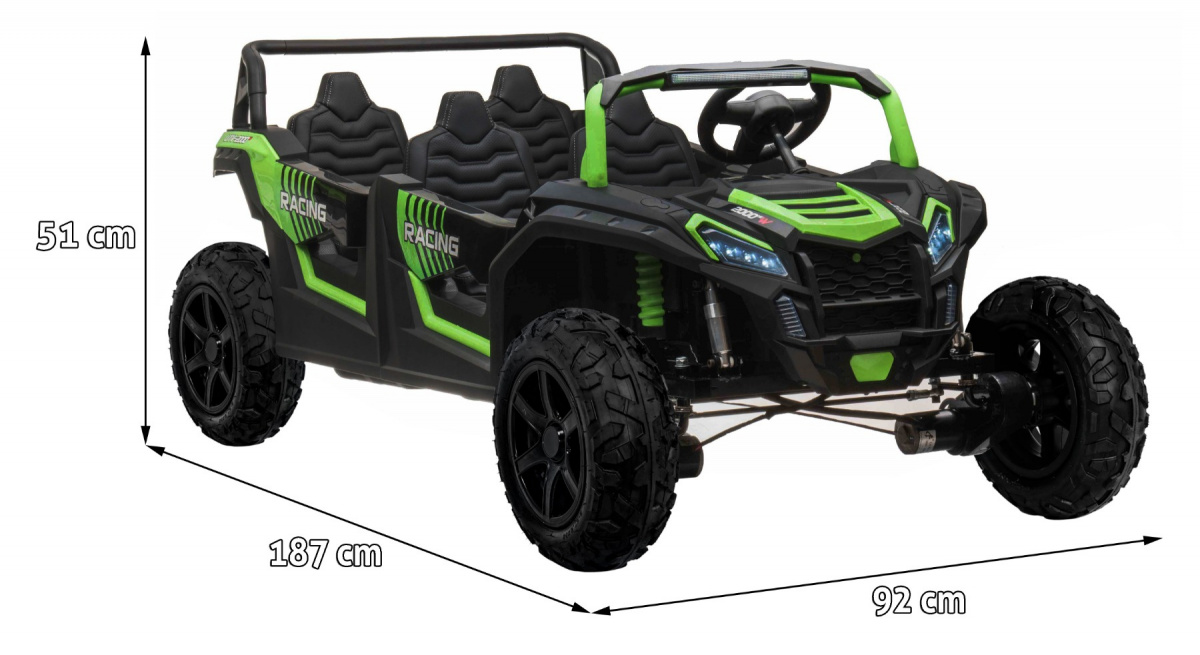 buggy na akumulator za 4 osobe atv racing utv2000 4x4- zeleni - slika 2
