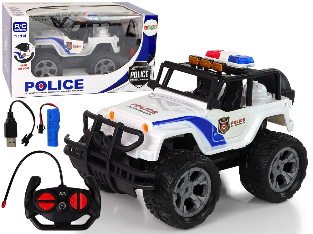 auto na daljinsko upravljanje jeep police patrol - bijeli - slika 1